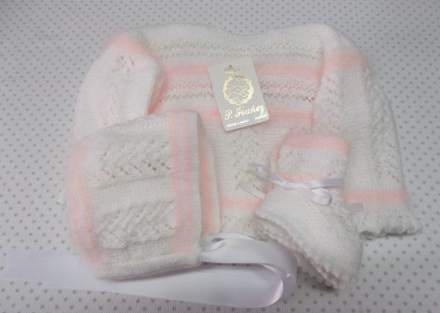 Conjunto en espiga en rosa o azul (0-3 meses)
